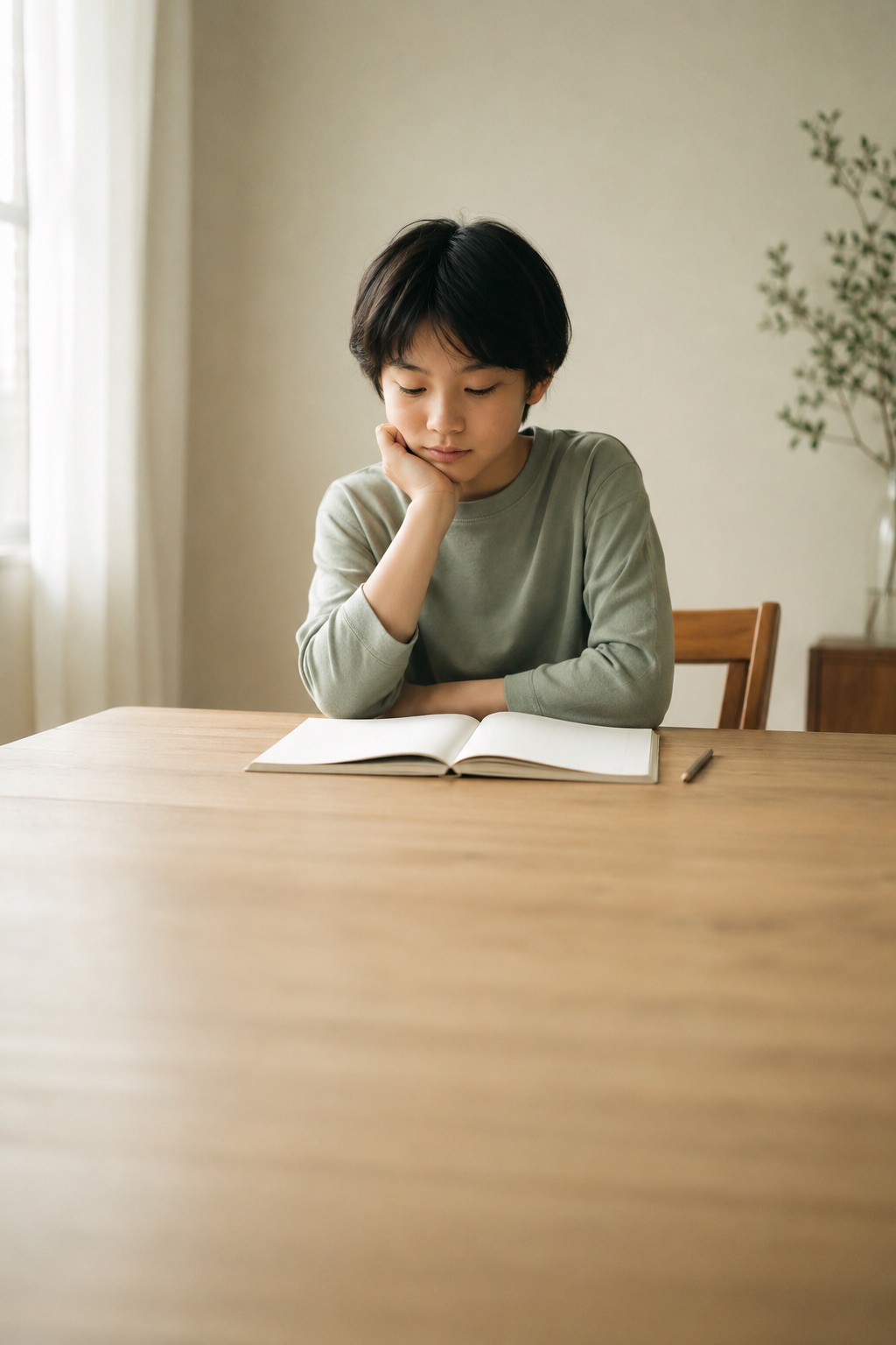 静かに考えに向き合う子ども
